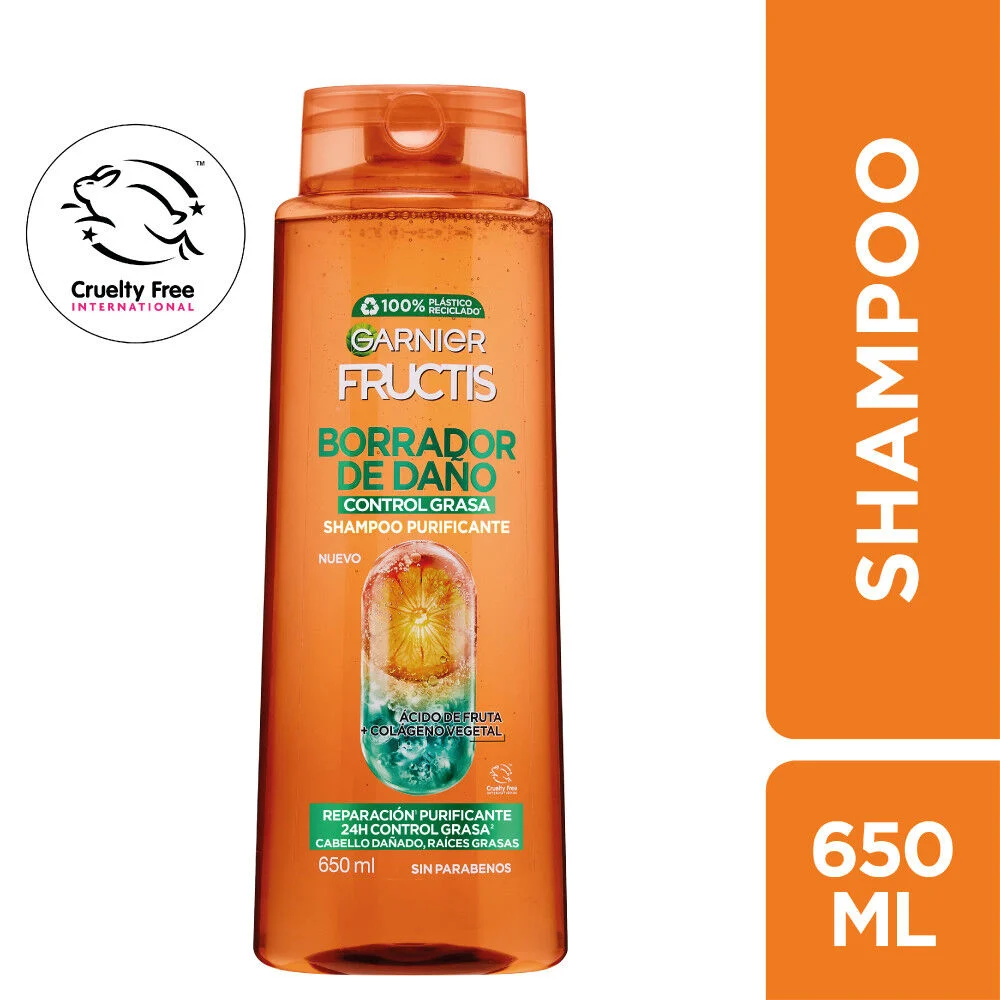 Garnier Fructis Borrador de Daño Control Grasa Shampoo 650 ml
