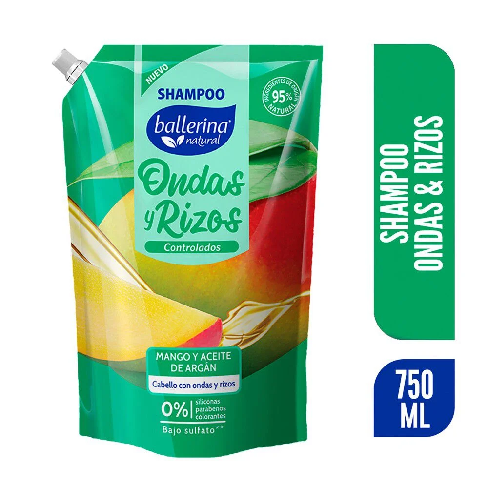 Ballerina Natural Shampoo Ondas y Rizos 750 ml