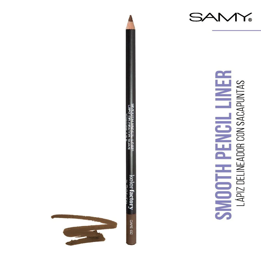 SAMY Smooth Pencil Liner Café 02 - Lápiz Delineador con Sacapunta