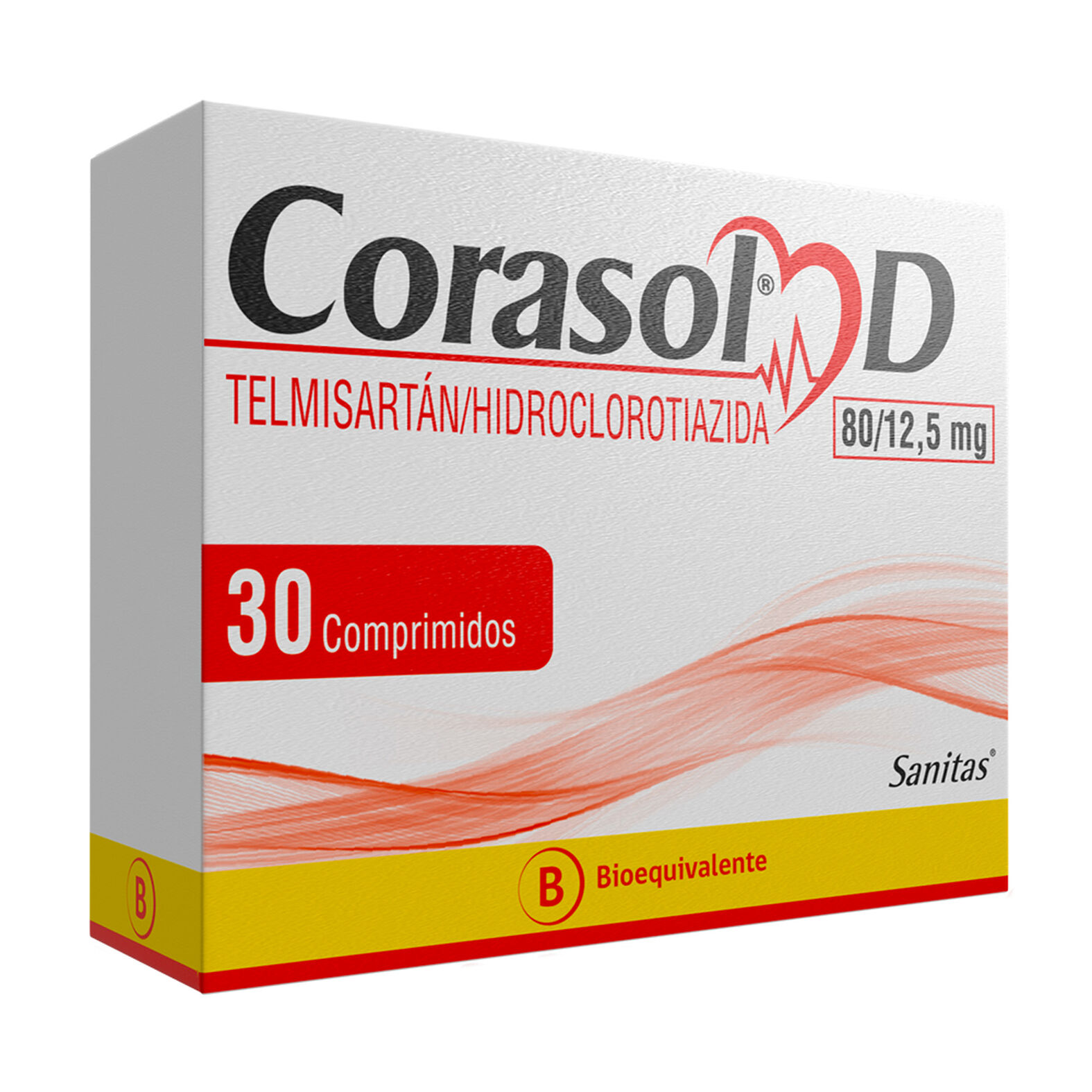 Corasol-D 80 mg/12.5 mg x 30 Comprimidos - Telmisartán + Hidroclorotiazida