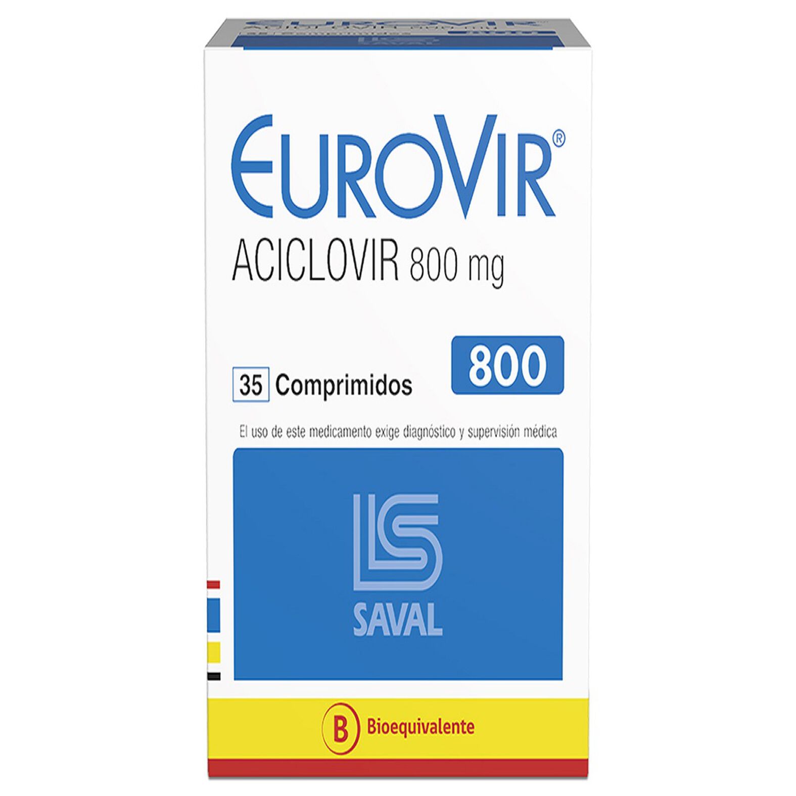 Eurovir Aciclovir 800 mg x 35 Comprimidos - Antiviral