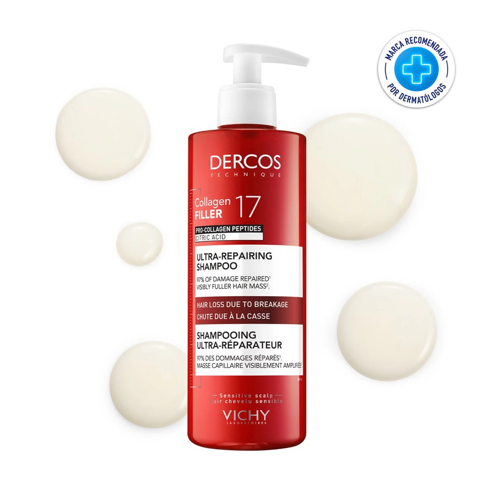 Vichy Dercos Collagen Filler 17 Shampoo Ultra Reparador 400 ml