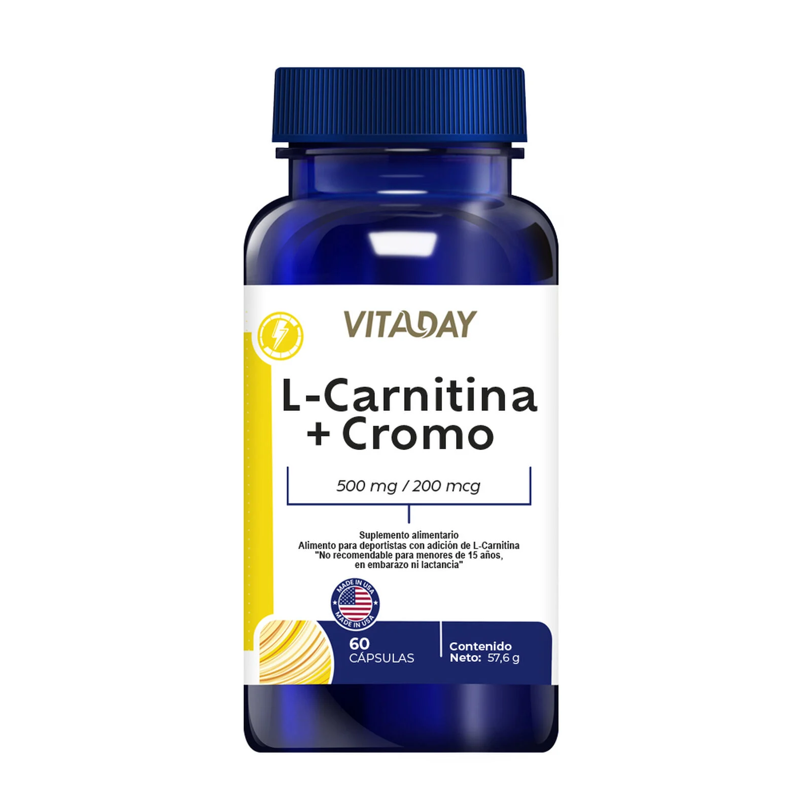 Vitaday L-Carnitina + Cromo 500 mg / 200 mcg 60 Cápsulas