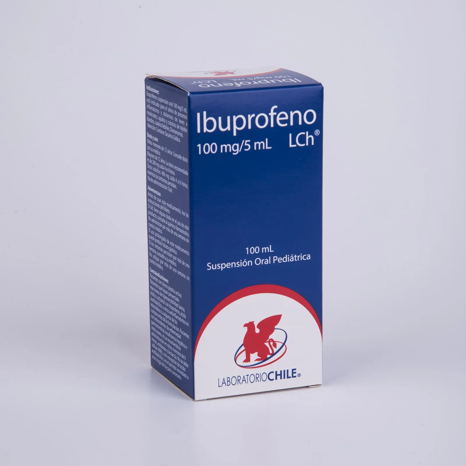 Ibuprofeno 100 mg/5 mL Suspensión Oral x 100 mL - Laboratorio Chile