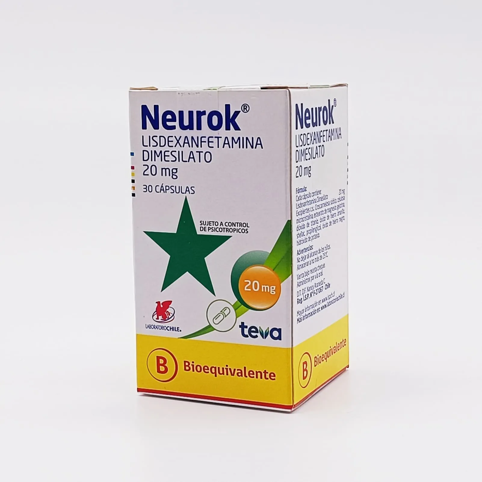 Neurok 20 mg x 30 Cápsulas - Lisdexanfetamina