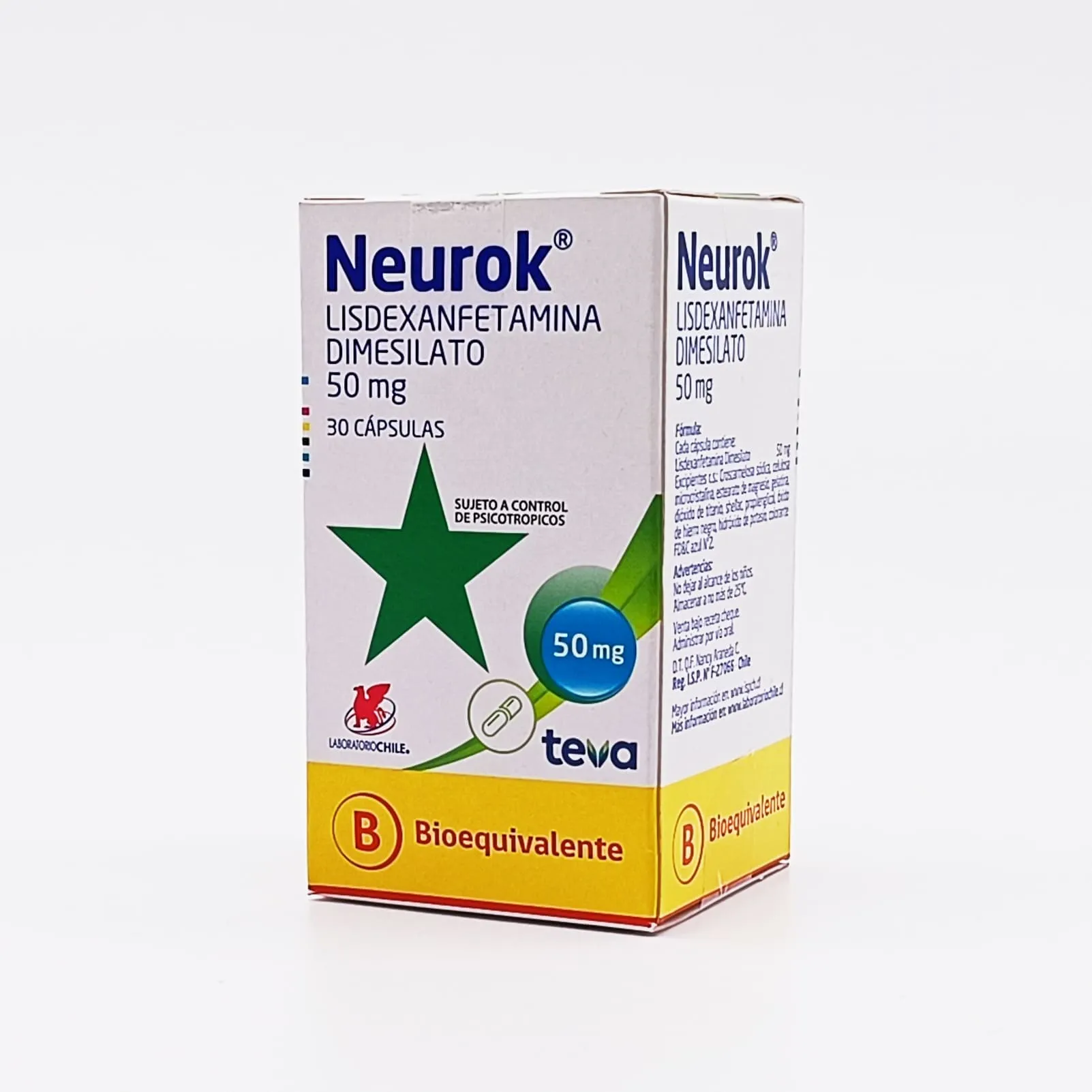 Neurok 50 mg x 30 Cápsulas - Lisdexanfetamina