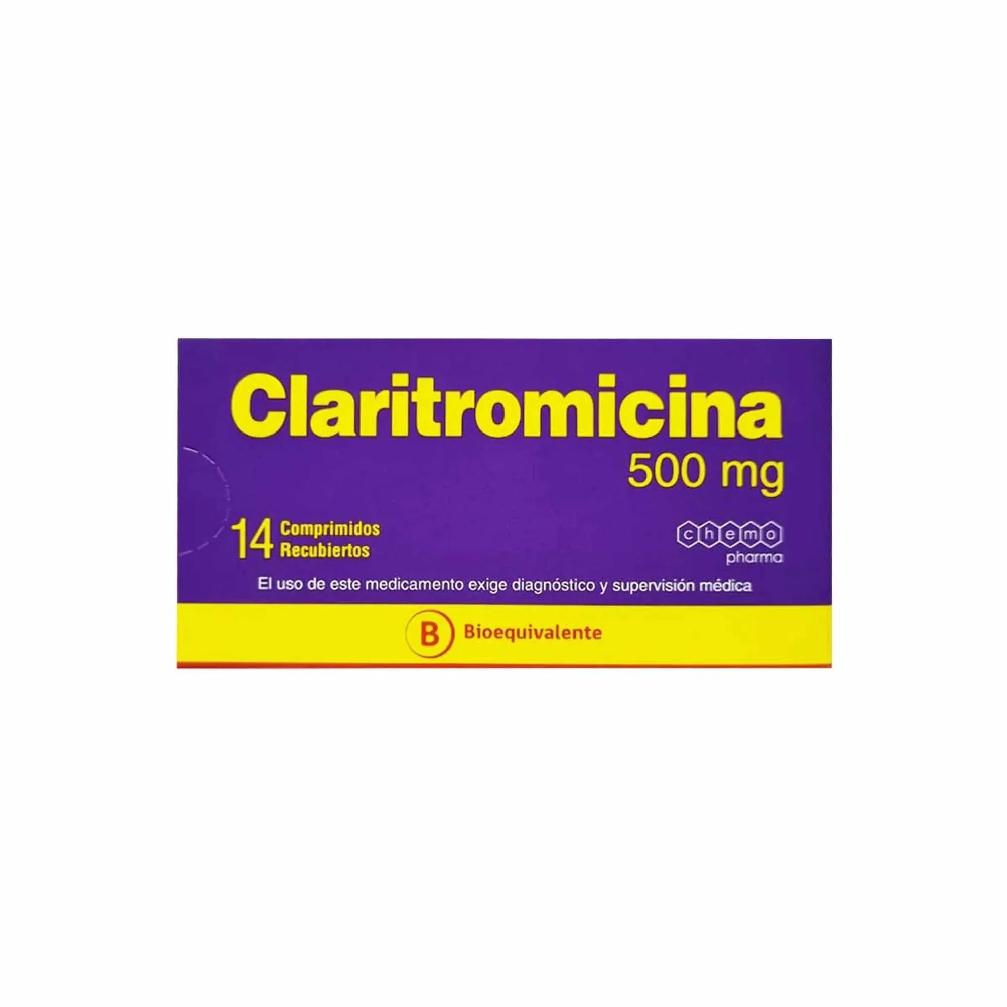 Claritromicina 500 mg x 14 Comprimidos - Chemopharma