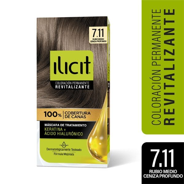 Illicit Tintura 7.11 Rubio Medio Ceniza Profundo 47 g