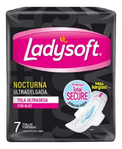 Ladysoft Nocturna Ultradelgada Larga Tela Ultraseca 7 Unidades