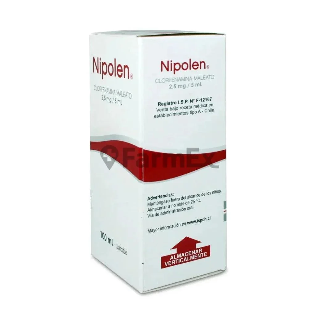 Nipolen Jarabe 2,5 mg/5 mL x 100 mL - Clorfenamina Maleato