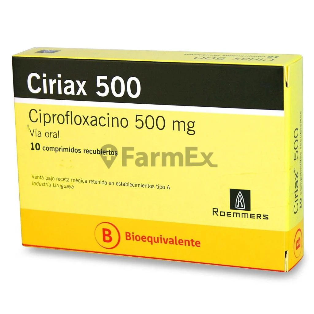 Ciriax Ciprofloxacino 500 mg x 10 Comprimidos Recubiertos