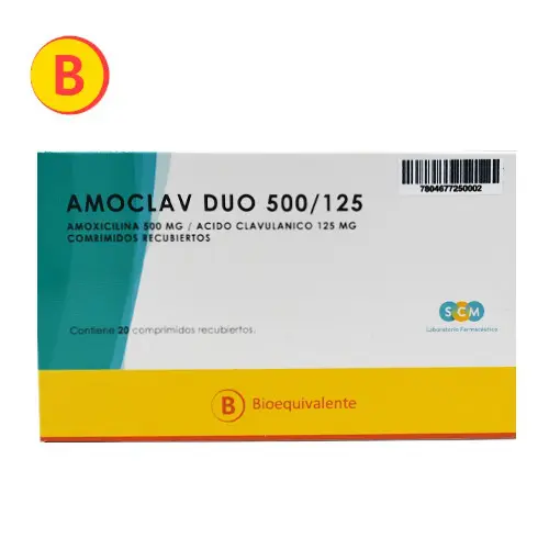 Amoclav Duo 500/125 mg x 20 Comprimidos - Amoxicilina + Ácido Clavulánico