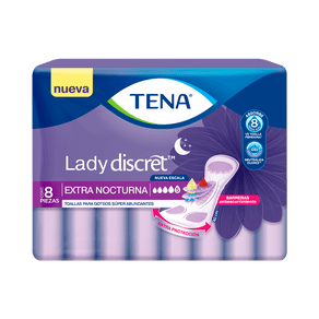 TENA Lady Discret Extra Nocturna 8 Unidades - Toalla Incontinencia