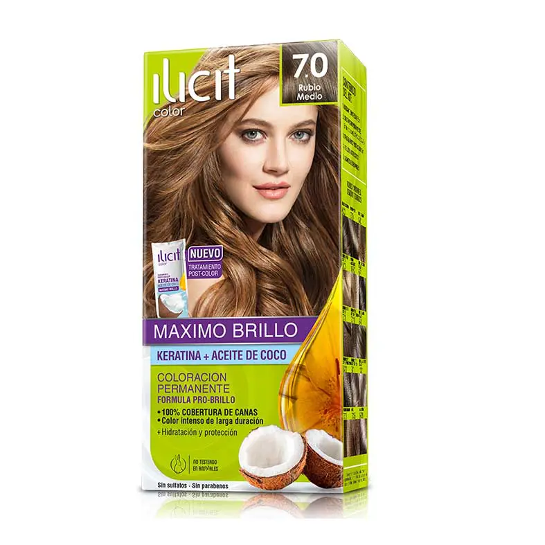 Ilicit Color 7/0 Rubio Medio Tintura Sin Amoníaco - 60 g