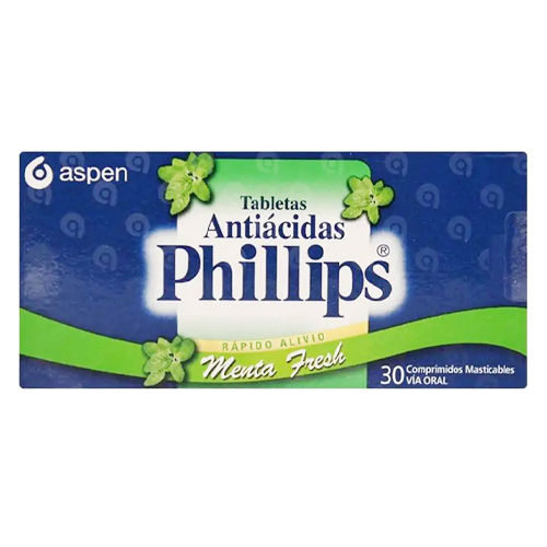 Phillips Antiácidas Rápido Alivio Rápido 30 Comprimidos - Aluminio, Calcio, M...