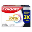 Pasta Dental Colgate Total Carbón Activado con Flúor 75ml 3 Unidades