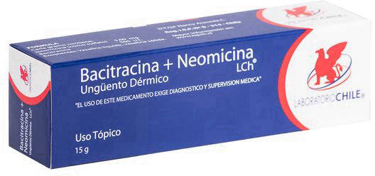 Bacitracina + Neomicina 500 UI/5 mg Ungüento Dérmico 15 g - Laboratorio Chile