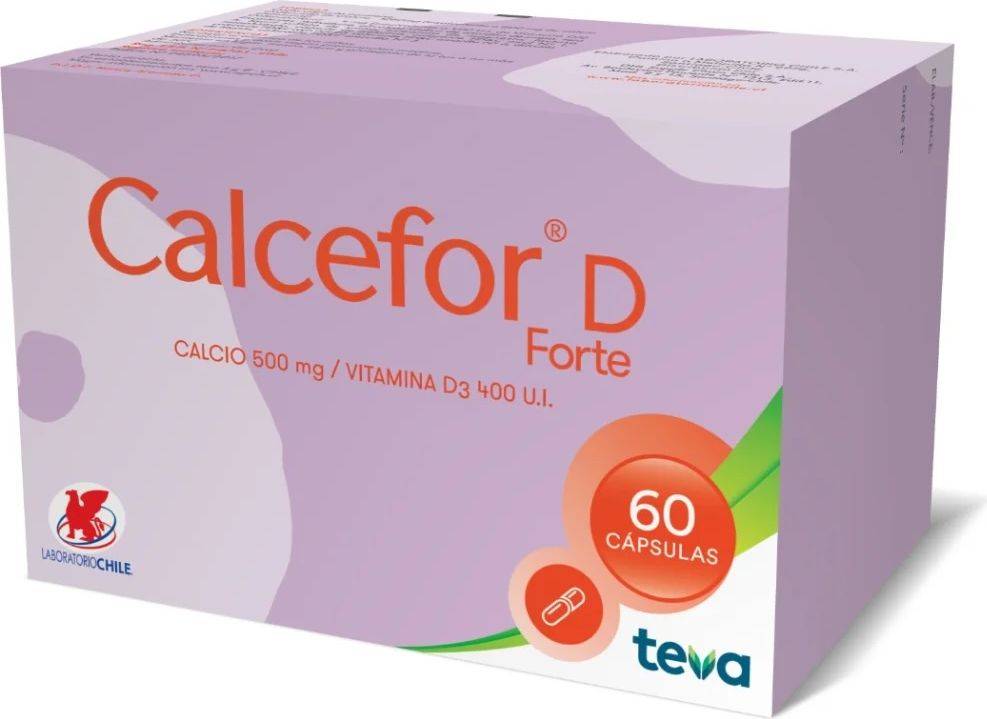 Calcefor D Forte 500 mg / 400 UI x 60 Cápsulas - Calcio + Vitamina D
