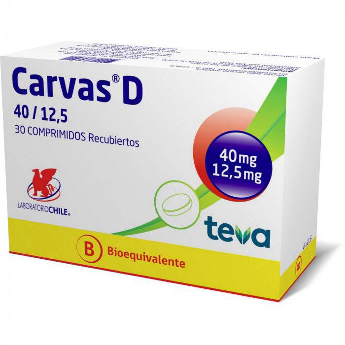 Carvas D 40 mg/12.5 mg x 30 Comprimidos - Olmesartán + Hidroclorotiazida