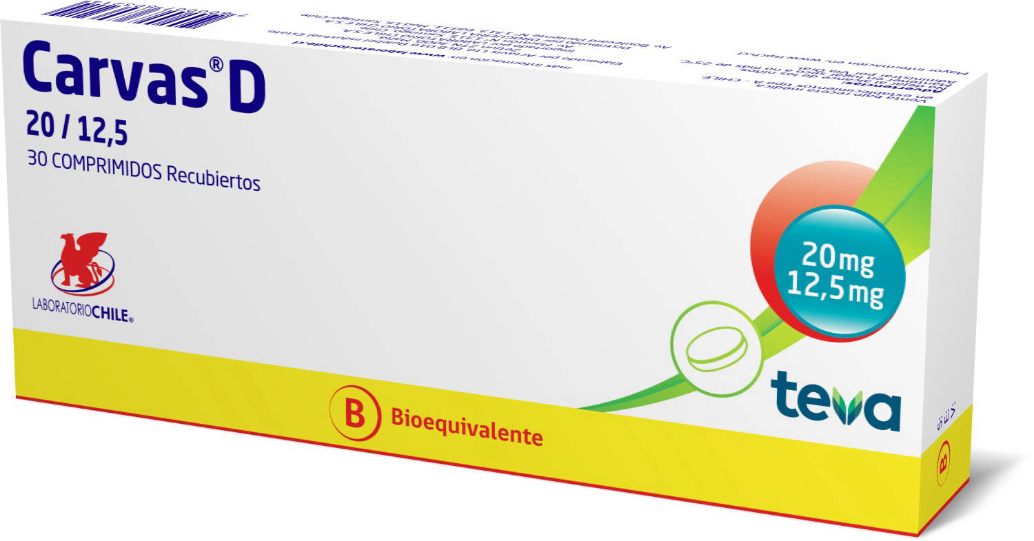 Carvas D 20/12.5 mg x 30 Comprimidos - Olmesartán + Hidroclorotiazida