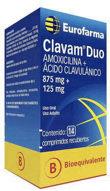Clavam Duo 875/125 mg 14 Comprimidos - Amoxicilina + Clavulánico