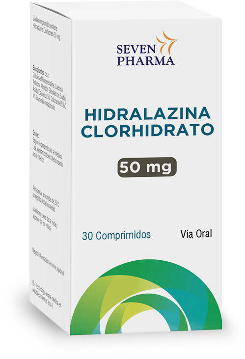 Hidralazina Clorhidrato 50 mg x 30 Comprimidos - Seven Pharma