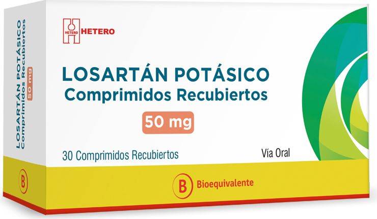 Losartán Potásico 50 mg x 30 Comprimidos - Hetero