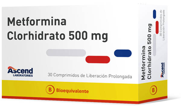 Metformina Ascend 500 mg x 30 Comprimidos LP - Clorhidrato