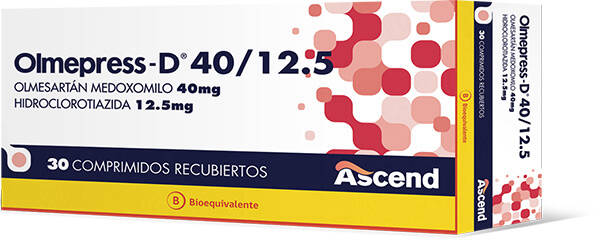 Olmepress-D 40/12.5 mg x 30 Comprimidos Recubiertos - Olmesartán/HCTZ