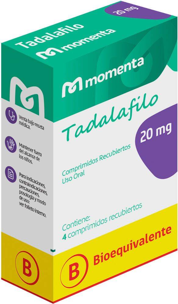 Tadalafilo 20 mg x 4 Comprimidos Recubiertos - Momenta