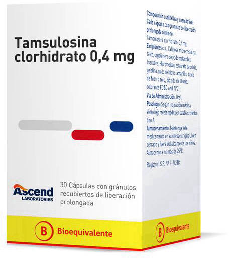 Tamsulosina Ascend 0,4 mg x 30 Cápsulas Liberación Prolongada