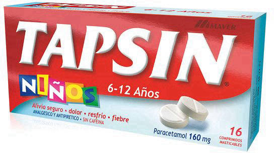 Tapsin Infantil 160 mg x 16 Comprimidos Masticables - Paracetamol