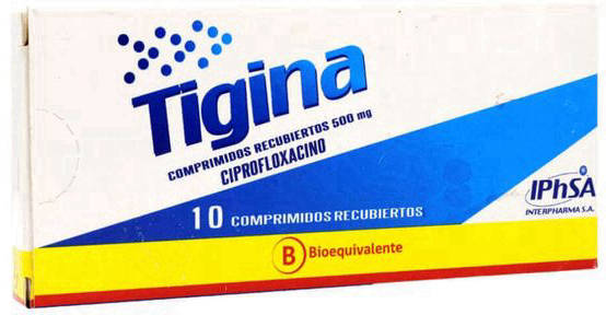 Tigina 500 mg x 10 Comprimidos Recubiertos - Ciprofloxacino