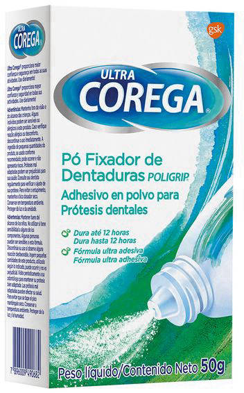 Corega Ultra Adhesivo en Polvo 50 g - Fijador de Prótesis Dentales
