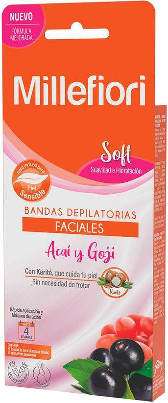 Millefiori Soft Bandas Depilatorias Corporales Acaí y Goji 12 un