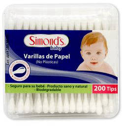 Simond's Baby Cotonitos Varillas de Papel 200 Unidades