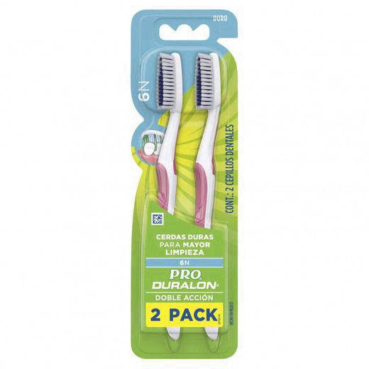 Duralon Cepillo Dental Pro 6N Cerdas Duras Pack 2 Unidades