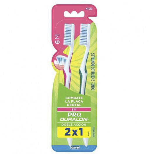 Pro Duralon Cepillo Dental Doble Acción 6M 2 Unidades