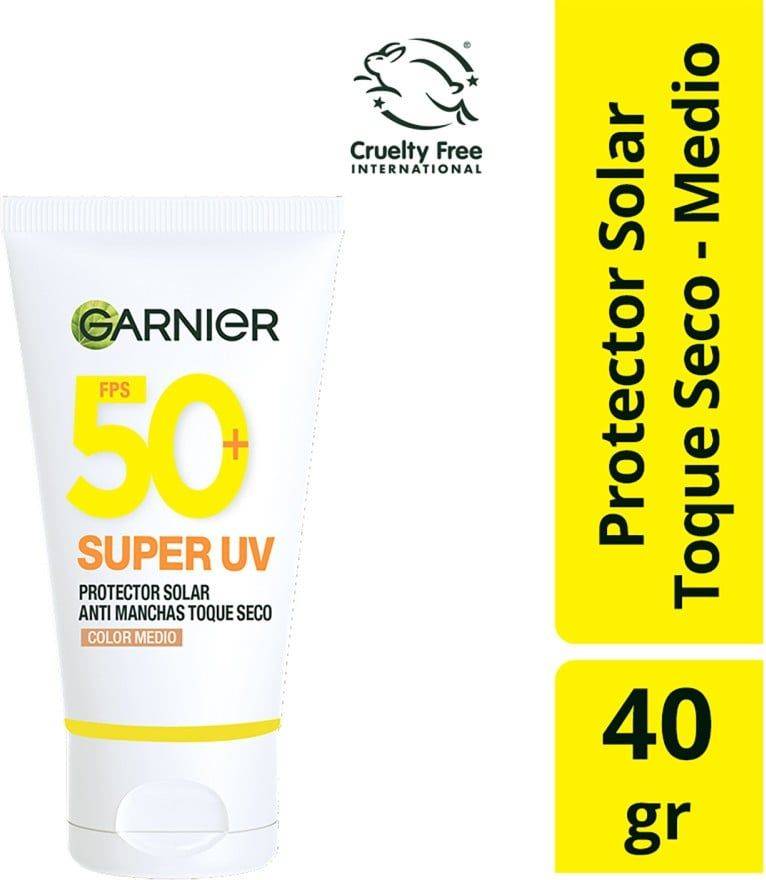 Garnier Super UV Protector Solar Anti Manchas Toque Seco Color Medio FPS 50+ ...