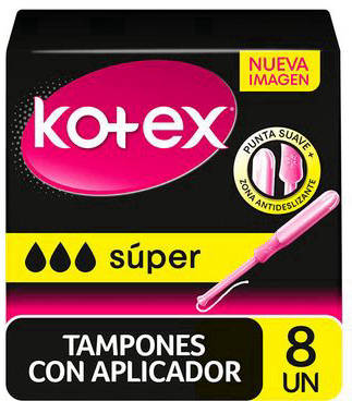 Kotex Tampones Super con Aplicador 8 Unidades