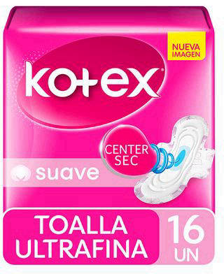Kotex Ultrafina Suave Toallas Higiénicas Con Alas 16 un