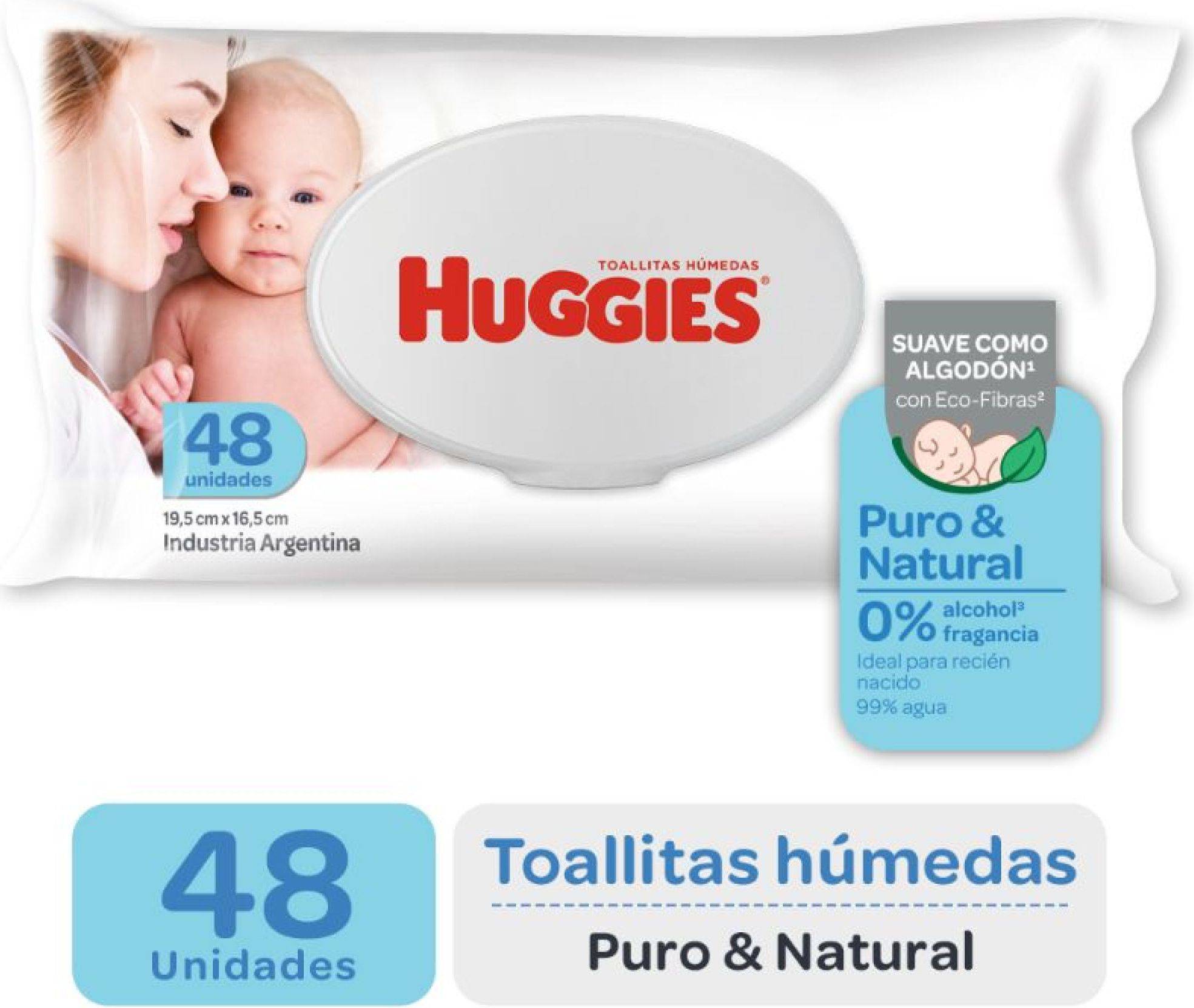 Huggies Toallitas Húmedas Puro & Natural x 48 unidades