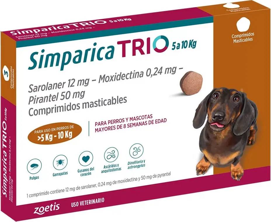 Simparica Trio 5-10 kg 3 Comprimidos Masticables