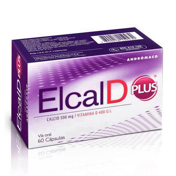 Elcal D Plus Calcio 500 mg + Vitamina D 400 UI 60 Cápsulas