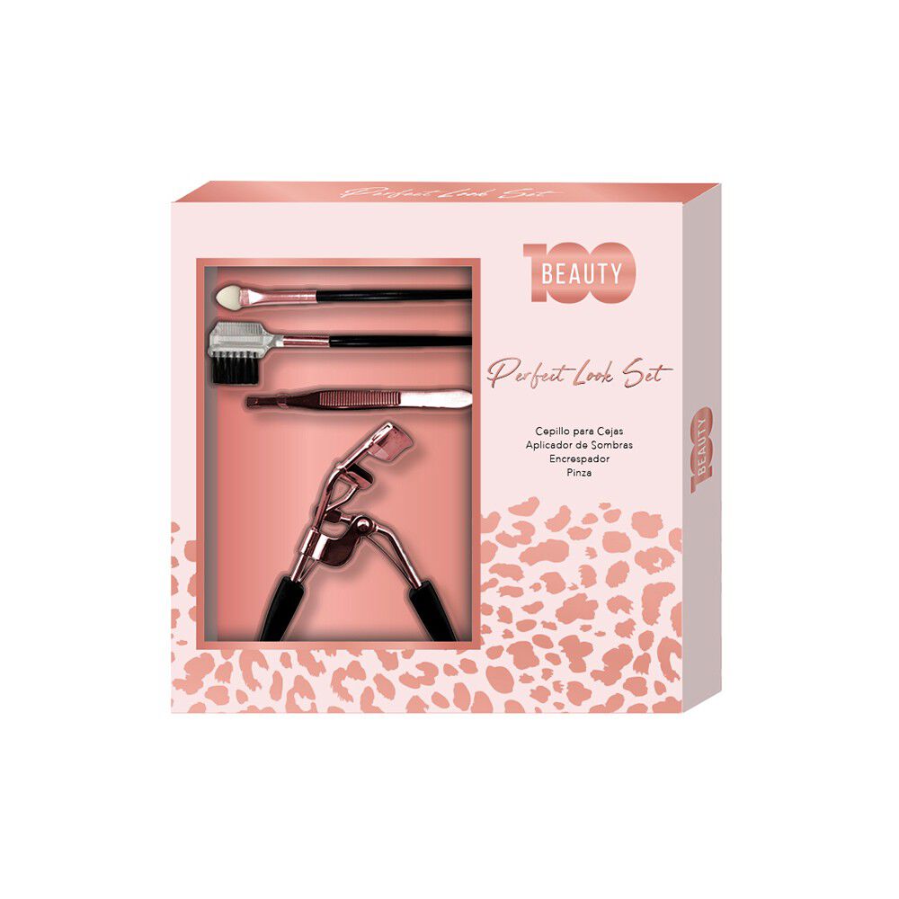 100 Beauty Perfect Look Set: 2 Brochas, Esponja y Encrespador