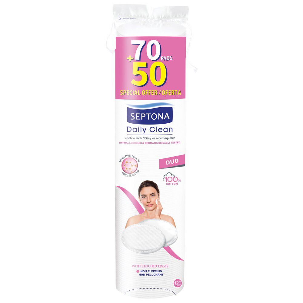 Septona Daily Clean Pétalos Desmaquillantes 100% Algodón 120 Unidades