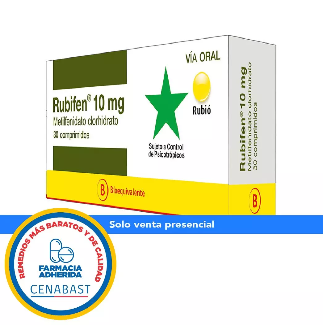 Rubifen 10 mg x 30 Comprimidos - Metilfenidato