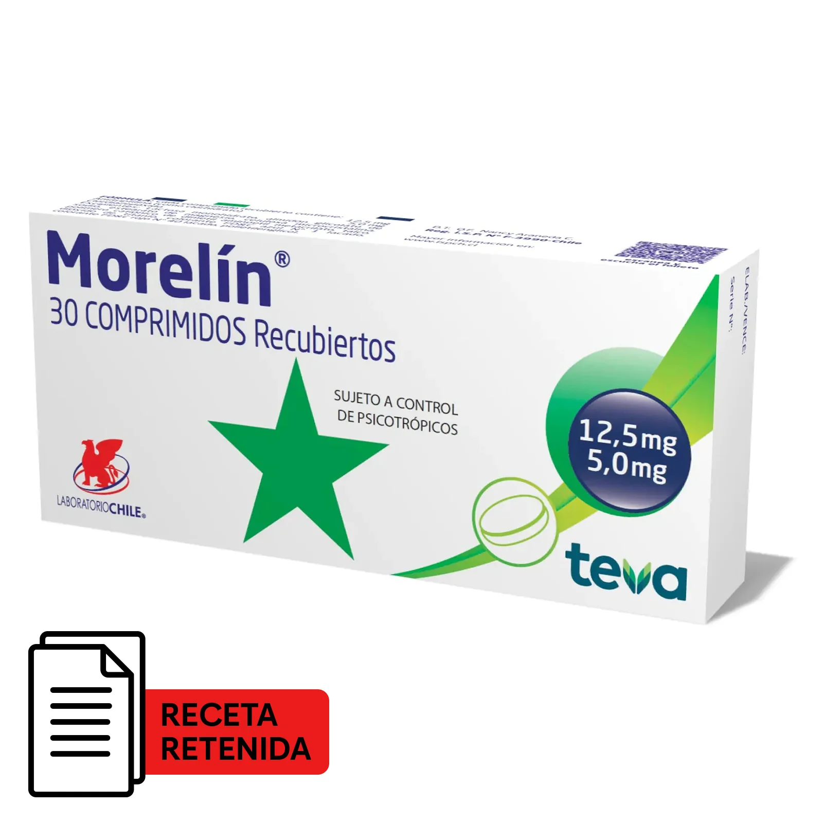 Morelín 12.5/5 mg x 30 Comprimidos - Amitriptilina + Clordiazepóxido