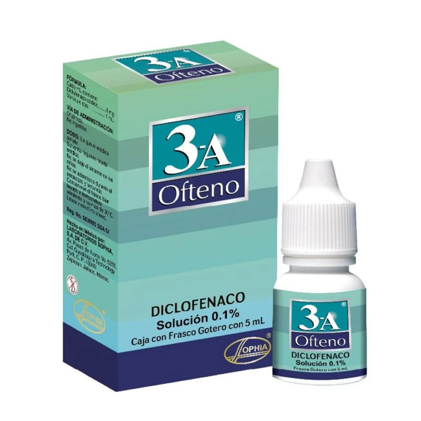 3A Ofteno Diclofenaco 0,1% Solución Oftálmica 5 mL