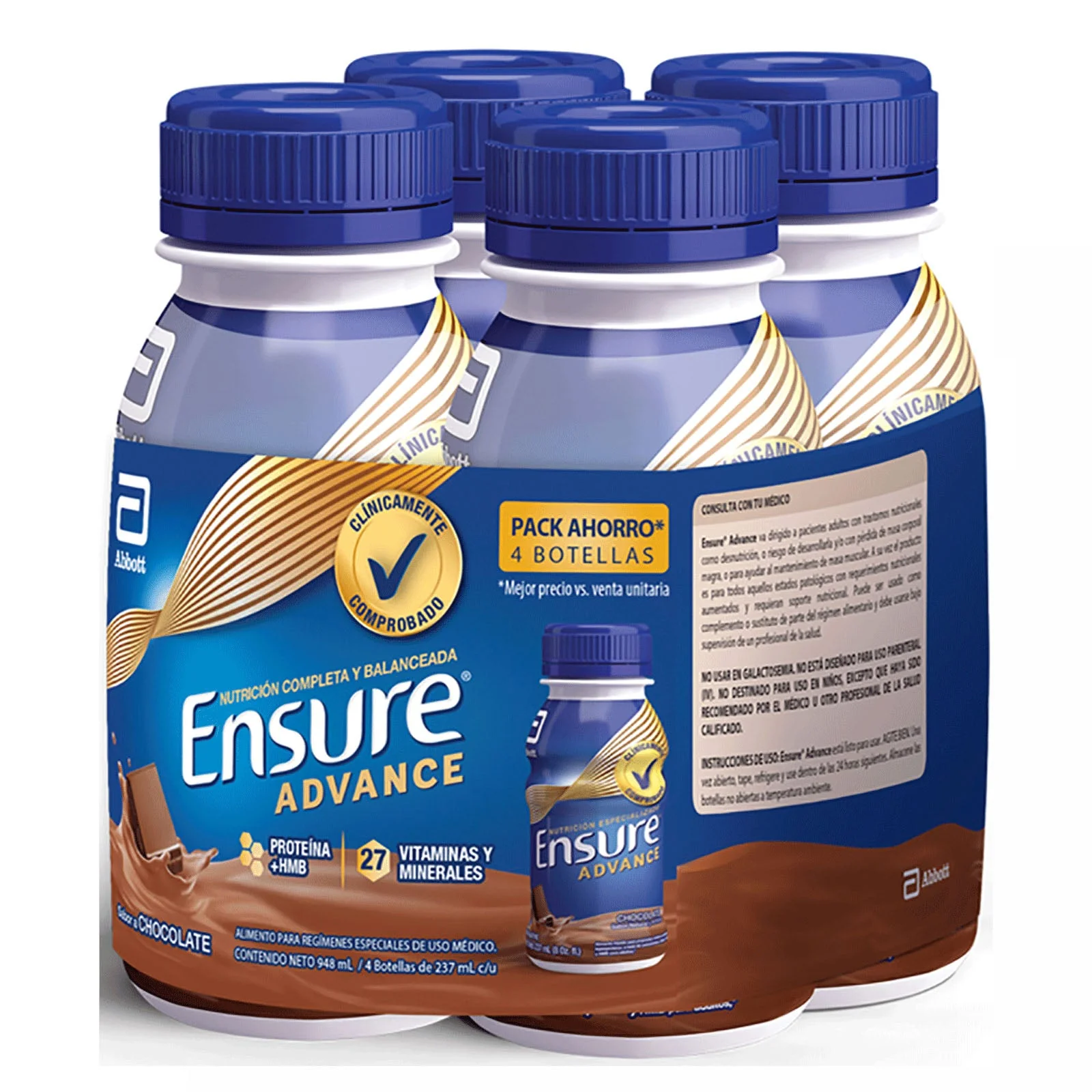 Ensure Advance Chocolate 4 x 220 ml - Suplemento Nutricional